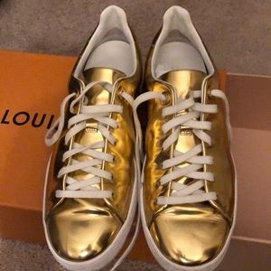 Gold Louis Vuitton Runway Sneakers